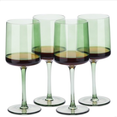Set 4 Pahare Vin Navaris, 400 ml, cu picior, verde, design modern, 56212.05 foto