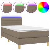 Cumpara ieftin Pat cu arcuri, saltea si LED, gri taupe, 80x200 cm, textil