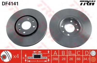 Disc frana CITROEN XANTIA Estate (X2) (1998 - 2003) TRW DF4141 foto