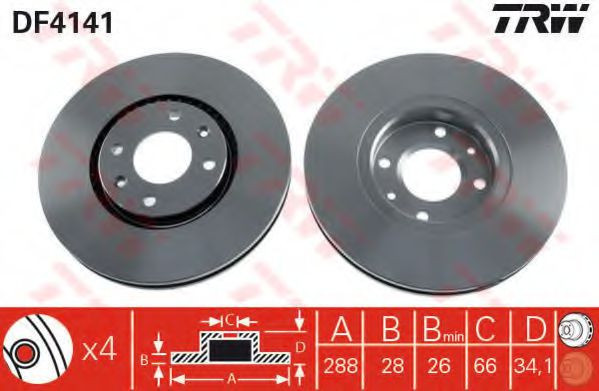 Disc frana CITROEN XANTIA Estate (X2) (1998 - 2003) TRW DF4141