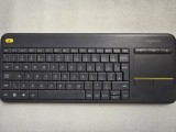 Tastatura Wireless LOGITECH Touch K400 Plus, USB, Layout US INT, negru, Multimedia, Fara fir