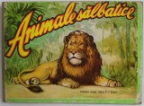 ANIMALE SALBATICE , PLIANT CU IMAGINI CARTONATE PENTRU COPII INTRE 1 SI 3 ANI , 1976 *PREZINTA URME DE UZURA
