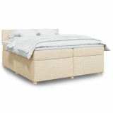 Cumpara ieftin Pat box spring cu saltea, crem, 200x200 cm, textil
