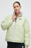 Helly Hansen geaca cu doua fete femei, culoarea violet, de iarna, oversize