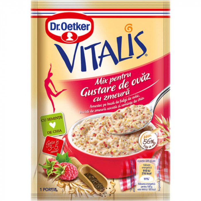 Gustare de Ovaz Vitalis cu Zmeura Dr.Oetker, 55g, Ovaz, Ovaz Instant, Mix Gustare, Ovaz Vitalis, Ovaz Dr.Oertker, Ovaz cu Zmeura, Gustare Sanatoasa, G