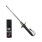 Set baston telescopic cu buton si ciocan si spray autoaparare chili DEPOX&reg;, husa inclsa, 24-67 cm/60 ml