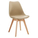 Cumpara ieftin Scaun plastic piele ecologica capucino fag Bali 48x53x82 cm