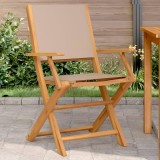 Gossi scaune de gradina 2 buc., taupe, lemn masiv acacia si textil
