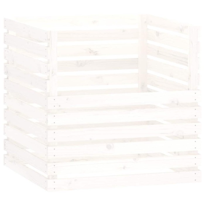 Compostor, alb, 80x80x78 cm, lemn masiv de pin