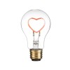 Lampa din sticla cu conector USB tip C, in forma de bec cu model intern inima