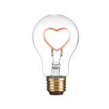 Lampa din sticla cu conector USB tip C, in forma de bec cu model intern inima