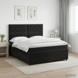 Cumpara ieftin Pat boxspring cu saltea cu headboard Negru 160 x 200 cm Catifea