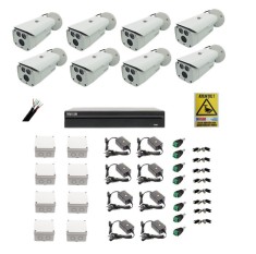 Kit 8 camere video FULL HDD, 2MP, IR 80M, DVR 4 canele inteligenta artificiala, full accesorii, aplicatie telefon, autocolant CADOU SafetyGuard Survei foto