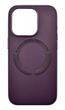 Husa din piele ecologica compatibila MagSafe pentru Apple iPhone 15 Violet, Oem