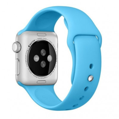 Curea iUni compatibila cu Apple Watch 1/2/3/4/5/6/7, 44mm, Silicon, Blue foto