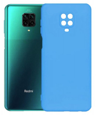 Husa Silicon Silk Touch compatibila cu Xiaomi Redmi Note 9 Pro, interior catifea, Albastru foto