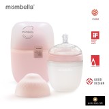 Biberon anticolici mombella breast-like, 210ml, tetina m flux mediu, 100% silicon, old roze