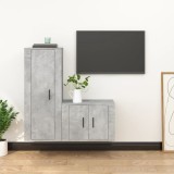 Cumpara ieftin Set dulap TV, 2 piese, gri beton, lemn prelucrat