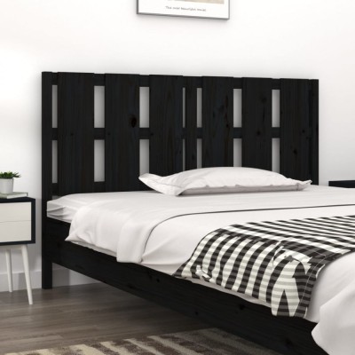 vidaXL Tăblie de pat, negru, 155,5x4x100 cm, lemn masiv de pin 817999 foto
