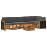 vidaXL Set canapea sectională cu pernă 6 pcs Natural și Antracit 3384433