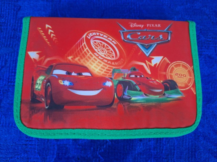 Disney Cars, 21 x 14 x 3.5 cm, Penar textil, 1 fermoar si 1 flaps