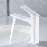 Baterie Lavoar BiXXBi Bath X, Cupru, Aerator Newport, Cartus Ceramic, Premium, Design Modern, Alb
