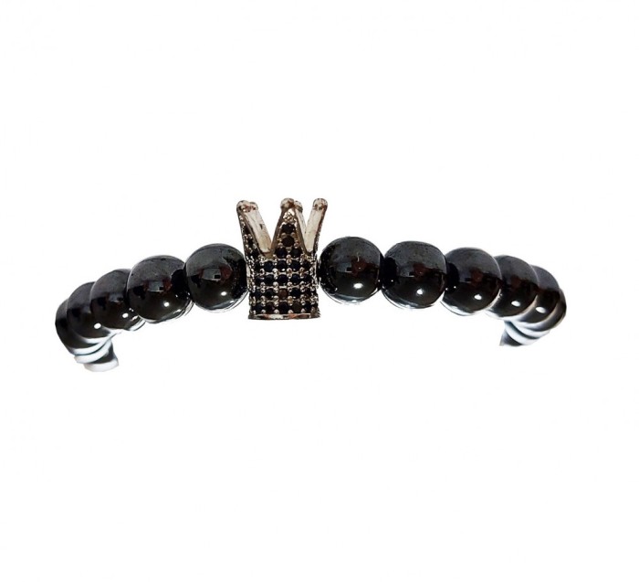 Bratara cu pietre naturale, Onix, Silver Crown, A4B138