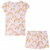 Pijamale pentru copii cu m&acirc;neci scurte, roz pal, 104, vidaXL