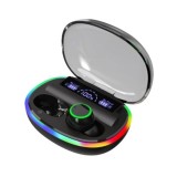 Casti HD Sound TWS, fara fir, cu power bank si display, BT-36, negru, 196966