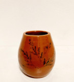 Vaza ceramica cu imprint de planta / frunze de tuja, Studio Art, 14cm inaltime