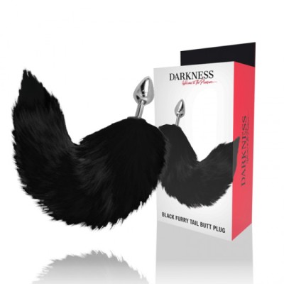 DARKNESS - SILVER ANAL PLUG 8 CM WITH BLACK TAIL foto