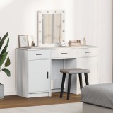 VidaXL Set masă toaletă cu LED 3 piese, alb, lemn prelucrat