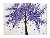 Cumpara ieftin Tablou 3D cu flori pictat manual, Bucurie in violet, 80x60cm ulei pe panza in cutit, gata de expus pe perete