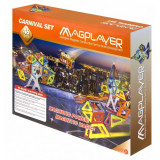 Joc de constructie magnetic Magplayer, 46 piese, 8 x suport de carnaval