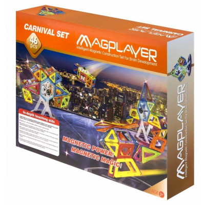 Joc de constructie magnetic Magplayer, 46 piese, 8 x suport de carnaval foto