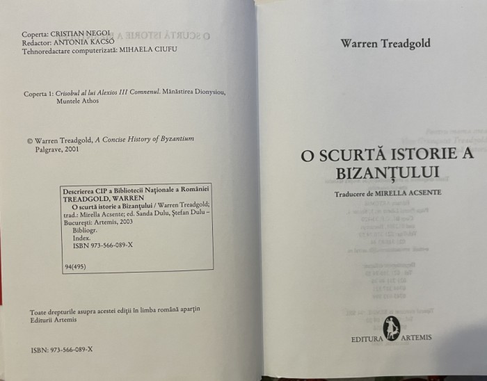 O scurtă istorie a Bizanțului (2003) - Warren Treadgold -