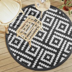 Gossi covor de exterior, arakil alb si negru, &Oslash;160 cm, pp