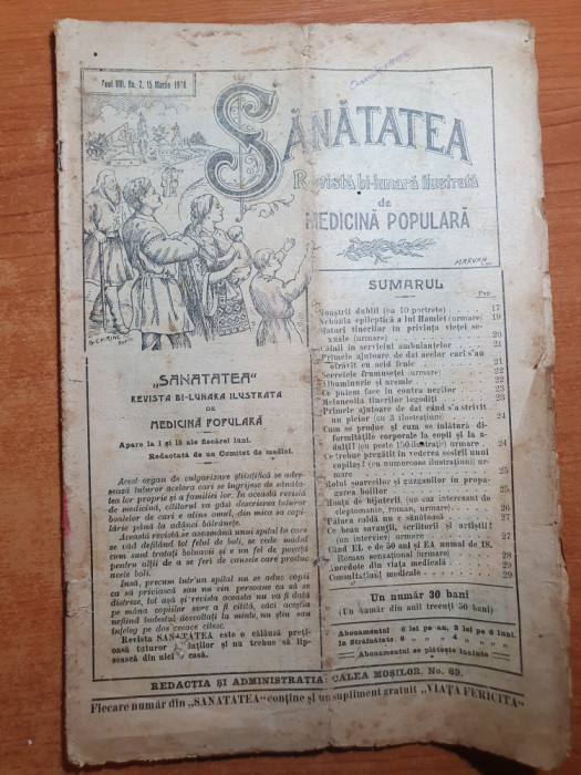 sanatatea 15 martie 1908-revista de medicina populara