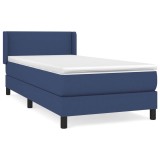 Cumpara ieftin Pat box spring cu saltea, albastru, 90x200 cm, textil