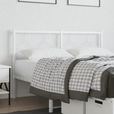 vidaXL Tăblie de pat metalică, alb, 135 cm
