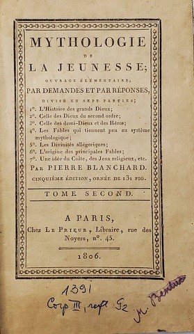 MYTHOLOGIE DE LA JEUNESSE , PARIS 1806