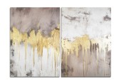 Cumpara ieftin Set 2 piese tablou abstract cu auriu pictat manual, Univers paralel, 100x70cm ulei pe panza in relief, Vicentiu Done
