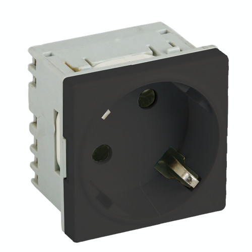 Priza modulara schuko cu impamantare, negru - DLX DLX-245-43