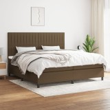 vidaXL Pat box spring cu saltea, maro &icirc;nchis, 200x200 cm, textil