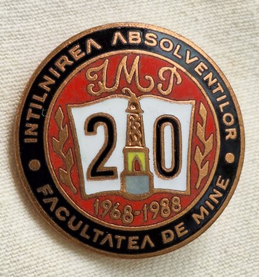 Facultatea de Mine 1968-1988, Insigna email - SUPERBA foto