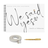 Set Album foto / GuestBook pentru nunta, We Said Yes, A4 landscape, pix si dubluadeziv inclus, 3 piese, accesoriu nunta