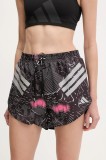 adidas Performance pantaloni scurți de alergare culoarea negru, cu imprimeu, high waist, JC7389