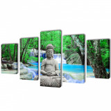 Set de tablouri, imprimeu Buddha, 200 x 100 cm, vidaXL
