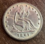 C50 - Moneda foarte veche - America - 1 silver dollar - replica a unei monede celebre - 1861