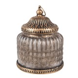 Cumpara ieftin Candela cu led sticla gri metal maro 10x13 cm